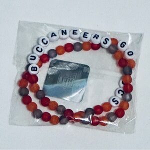 NFL Buccaneers Red, Gray, and Orange Two Beaded Bracelets